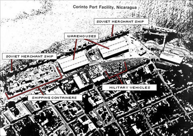 SR-71 image of Corinto, Nicaragua, showing soviet merchant veaasels