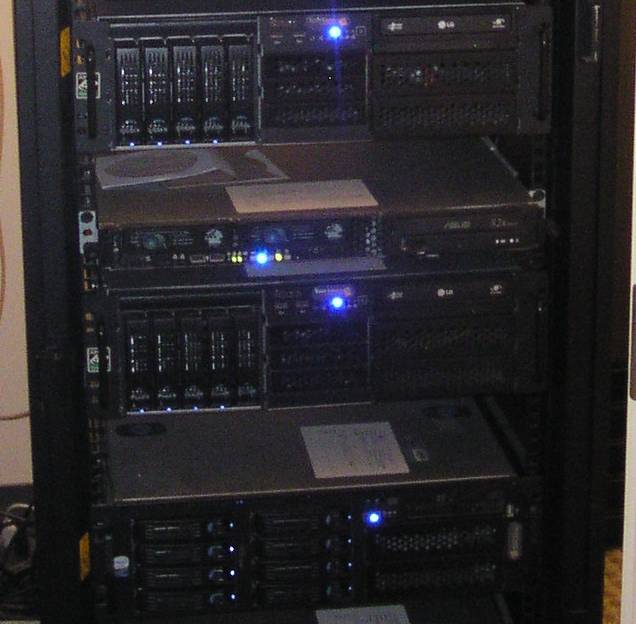 A server rack full of storage nodes