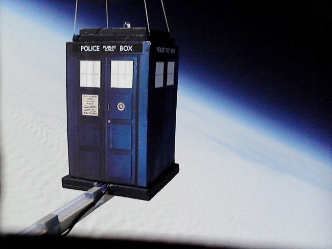 The Tardis seen against the curvature of the Earth
