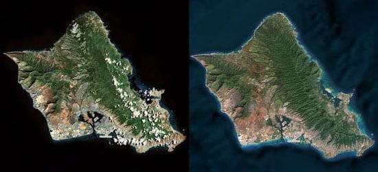 Oahu, Hawaii before and after Maps update