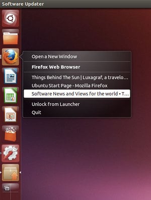 List of windows open in the Firefox application