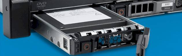 A PowerEdge rack server spitting out an Express Flash SSD module