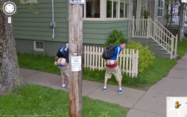 Two lads in Nova Scotia flash their arses on Street View