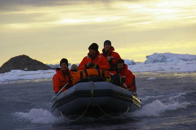 Richard Youd and other Davis Stationeers aboard an IRB. Photo: Graham Oakley