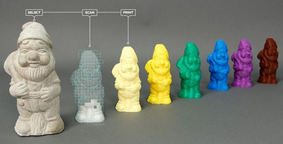 Photo of a 3D printed garden gnome that was scanned with MakerBot's Digitizer