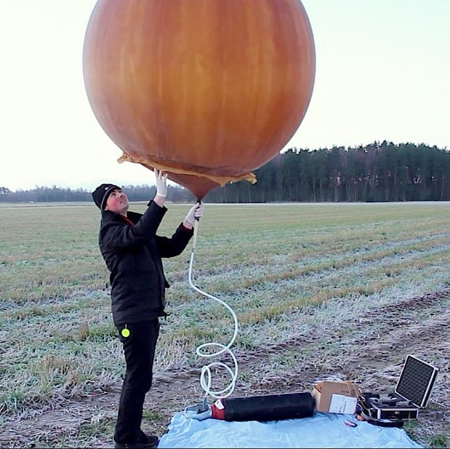 David Windestal and his meteorological balloon. Pic: David Windestal