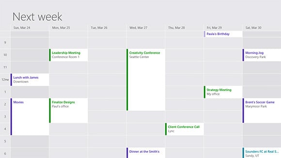 Screenshot of Windows 8&amp;#39;s redesigned Calendar app