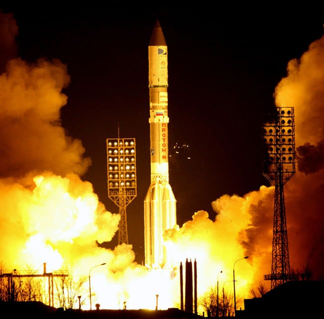 A proton carries the DIRECTV 12 satellite aloft in 2009. Pic: International Launch Services 