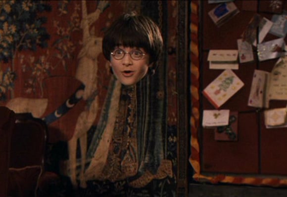 Harry Potter in his invisibility cloak