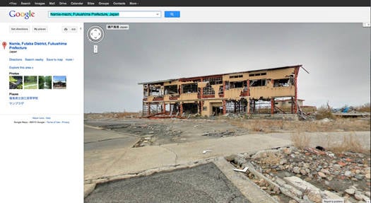 Google Street View image of the abandoned town of Namie-machi, Fukushima Prefecture, Japan