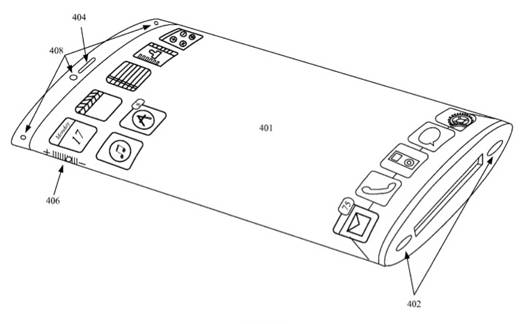 Illustration for Apple patent entitled 'Electronic Device with Wrap Around Display'