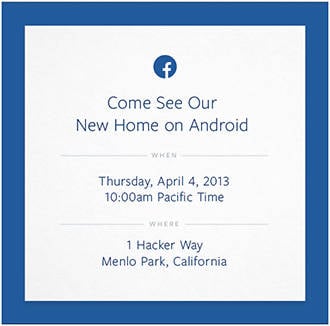 Facebook's cryptic invite to its Android event on April 4