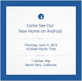 Facebook's cryptic invite to its Android event on April 4