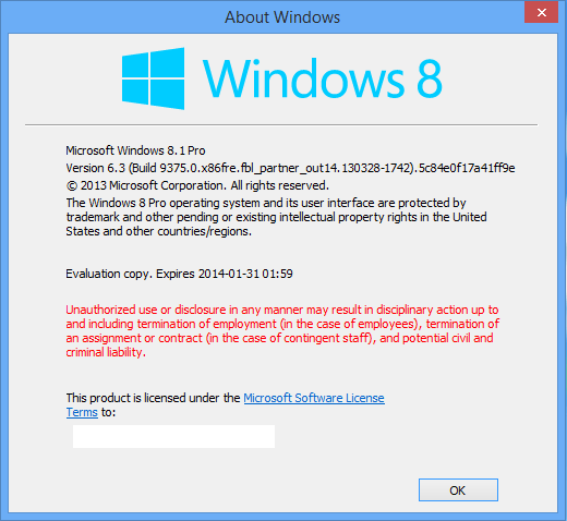 Screenshot showing Windows 8.1 branding