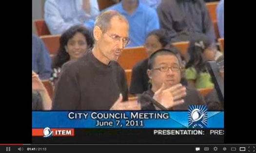 Steve Jobs presents Apple's headquarters plan to the Cupertino city council on June 7, 2011