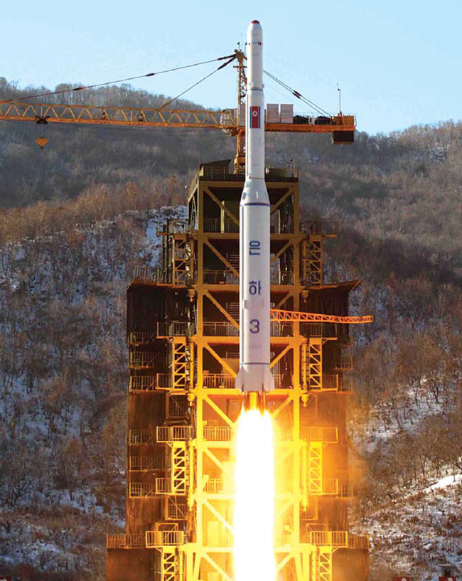 The Unha-3-2 launches from Sohae Satellite Launching Station in December 2012. Pic: Official North Korean image