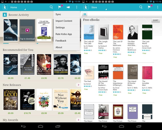 Kobo Arc 7in Android tablet bookstore