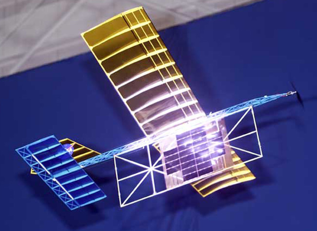 NASA's laser-powered aircraft in flight. Pic: Tom Tschida, Dryden Flight Research Center