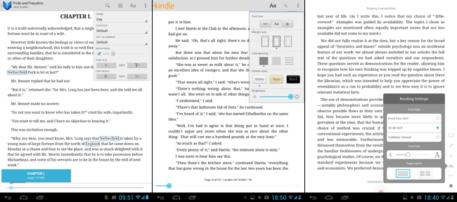 Google, Amazon Kindle and Kobo e-Book readers