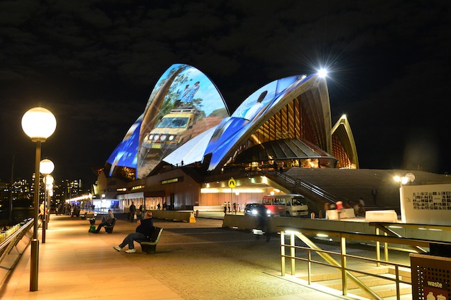 Sydney Opera House covered in projected images captured with Samsung phones
