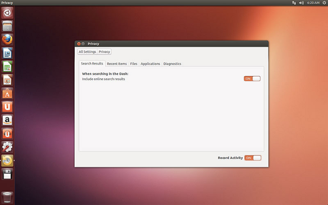 Ubuntu 13.04 privacy settings