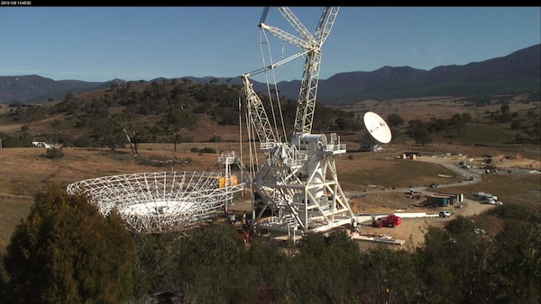 Ready to lift: 35 metre dish at Tidbinbilla