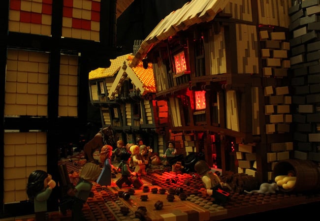 The Lego depiction of the start of the Great Fire of London