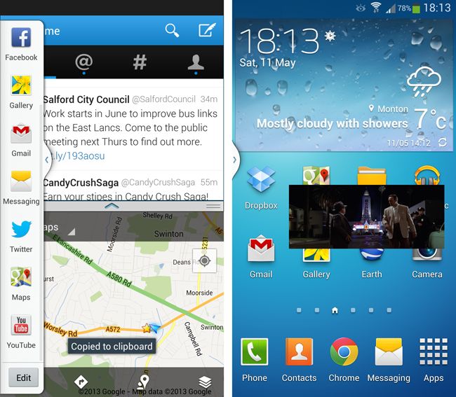 Samsung Galaxy S4 TouchWiz windows