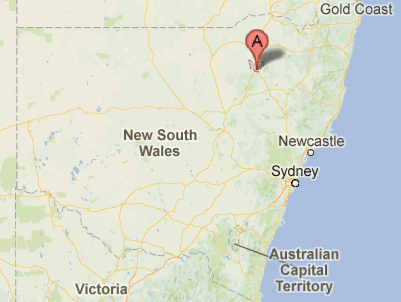 Map showing Narrabri in NSW