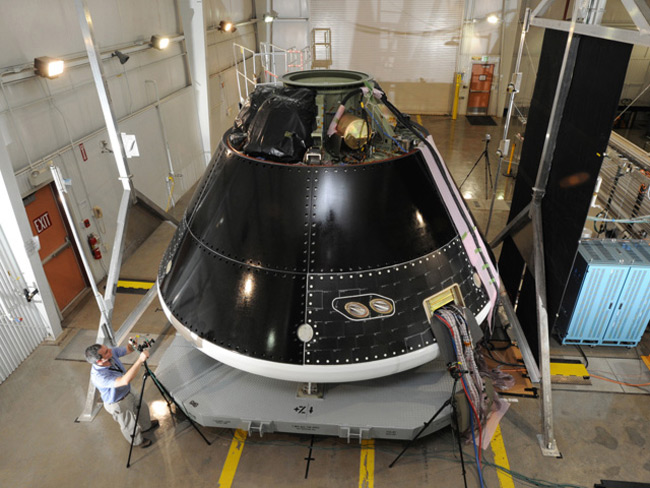 The Multi-Purpose Crew Vehicle being assembled and tested at Lockheed Martin's Vertical Testing Facility in Colorado. Photo: Lockheed Martin