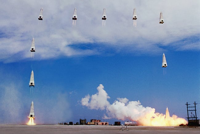 Sequence of photos showing the DC-X taking off and landing. Pic: NASA