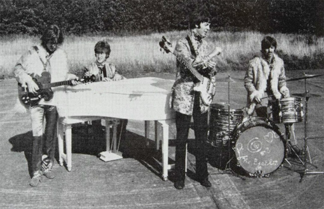 Photo of the Beatles performing I Am the Walrus during the filming of Magical Mystery Tour. Pic: Julien's Auctions