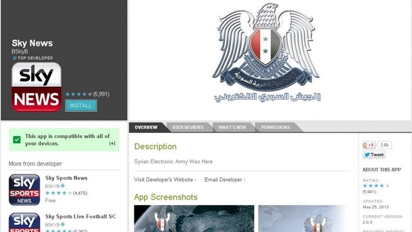 Sky News' compromised Google Play page