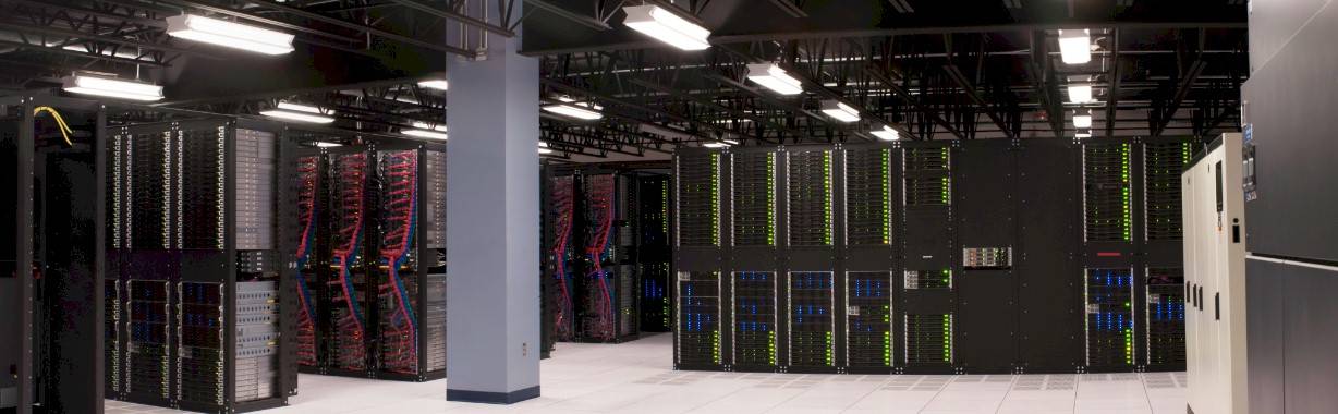 Panoramic view of a slice of a SoftLayer data center