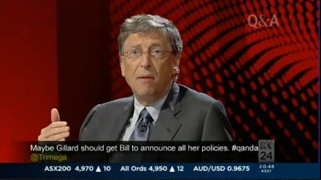 Bill Gates on Australian television program Q&A