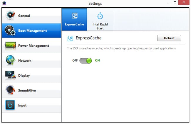 Samsung Series 5 Ultra Touch Ultrabook ExpressCache settings