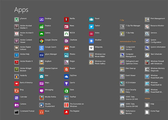 Screenshot of Windows 8 