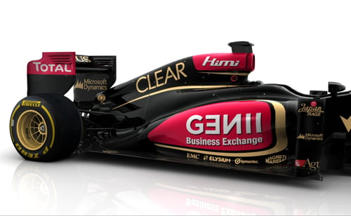 Lotus F1 car with EMC logo