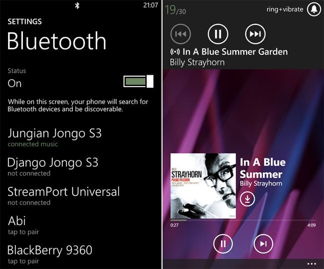 Nokia Lumia 820 Windows Phone 8 Bluetooth playback