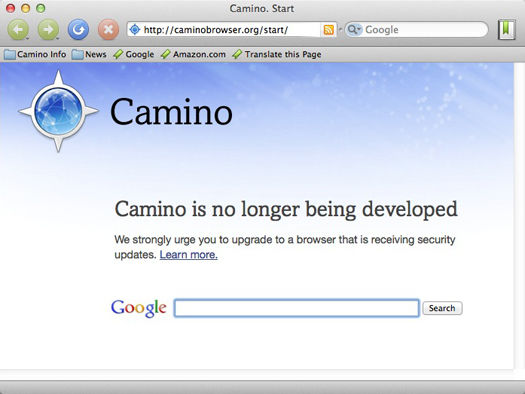 Launch Camino on Friday, May 31, 2013 or thereafter, and here's what you'll see