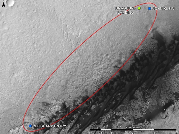 Curiosity's route to Mount Sharp