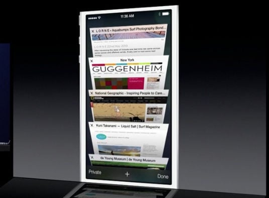 The new Tabs feature in Safari for iOS 7