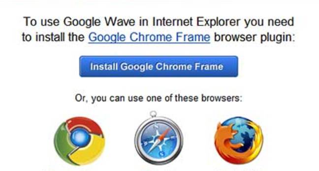 Google Chrome Frame warning window