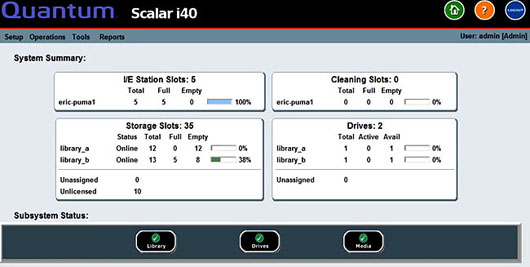 Quantum Scalar i40 tape library software