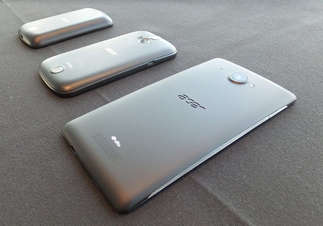 Acer Liquid Z2, E1 and S1 Android smartphones back 