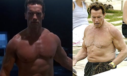 Arnold Schwarzenegger then and now