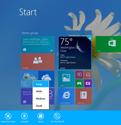 Windows 8.1 tile resizing