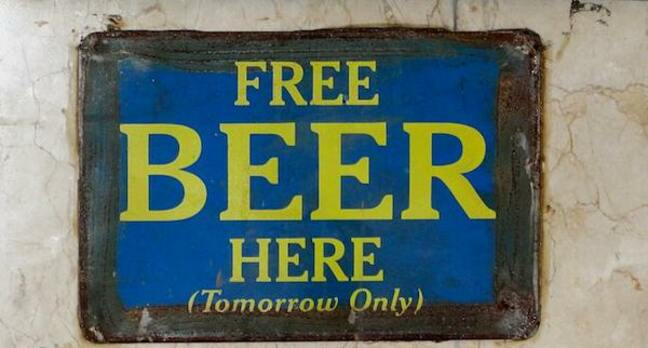 Sign, Free Beer Here (Tomorrow Only)