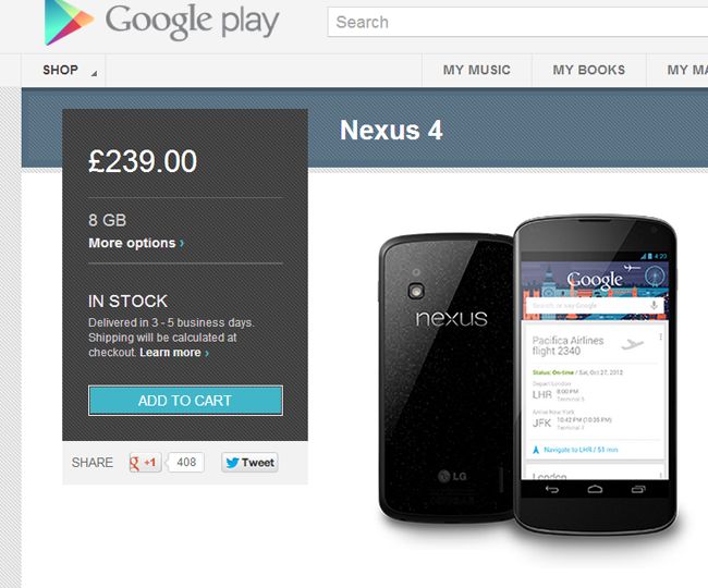 Nexus 4 in stock