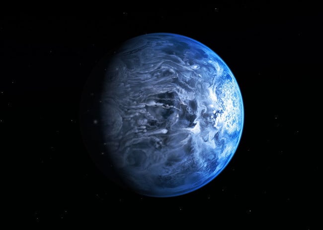 Artist’s impression of deep blue planet HD 189733b